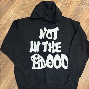 MOOD SWINGS DESIGNER Black Graphic Hoodie with White 'NOT IN THE MOOD' Print